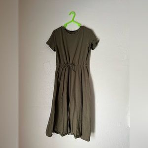 Army green cotton midi dress